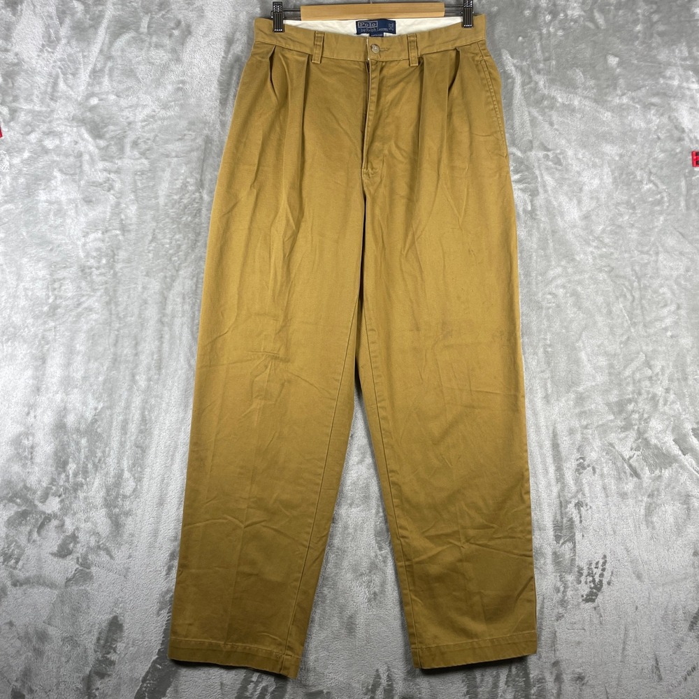 Polo Ralph Lauren Andrew Pant Men 31x30 Brown Double Pleated Chino Cotton